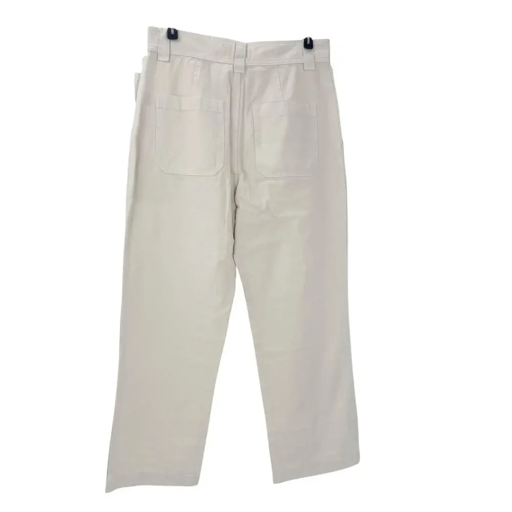 Joie Cotton Linen Blend Larkin Cropped Straight Leg Pants White Sand Size 6 NWT